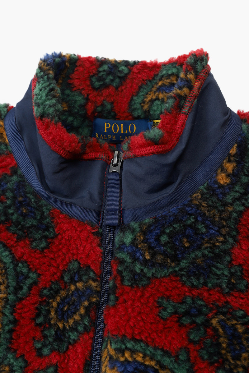 Polo full zip jacquard fleece Red multi