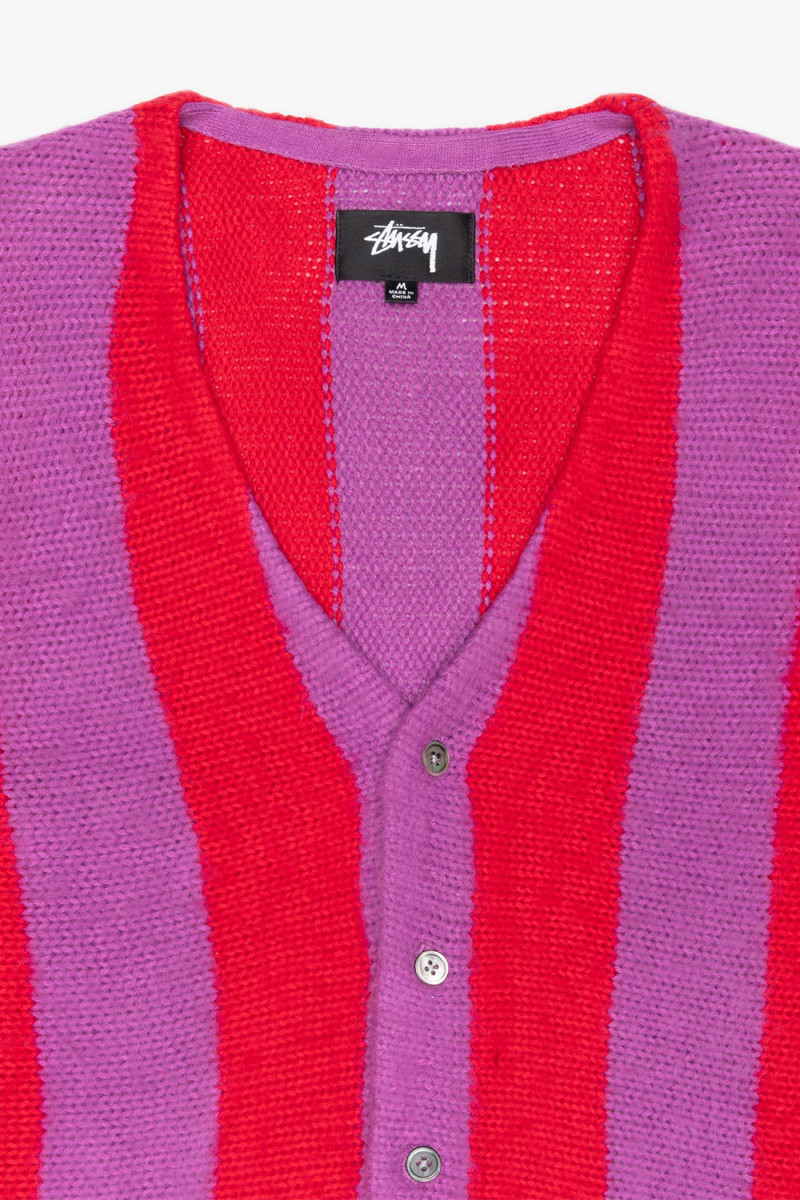 Stripe brushed cardigan Purple
