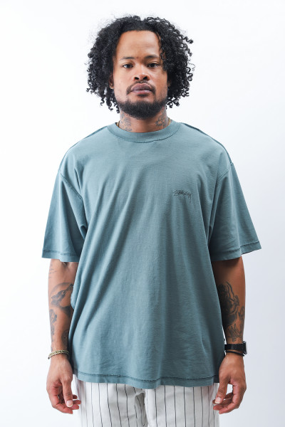 Stussy Pig. dyed inside out crew Teal - GRADUATE STORE