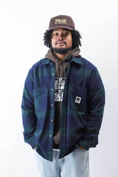 Polar skate co. Mike ls shirt flannel Navy/teal - GRADUATE STORE