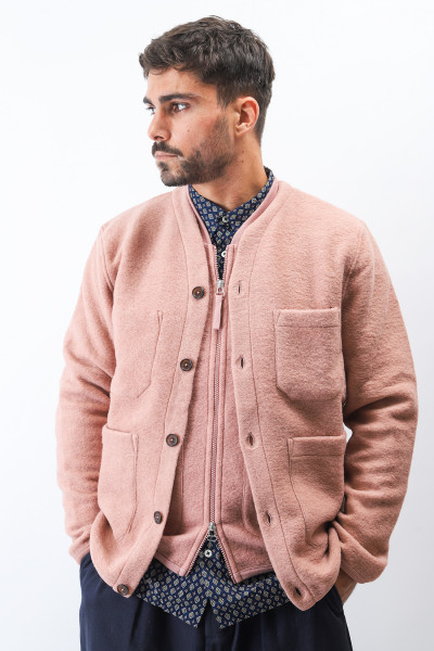 Universal works Cardigan wool fleece Pink - GRADUATE STORE