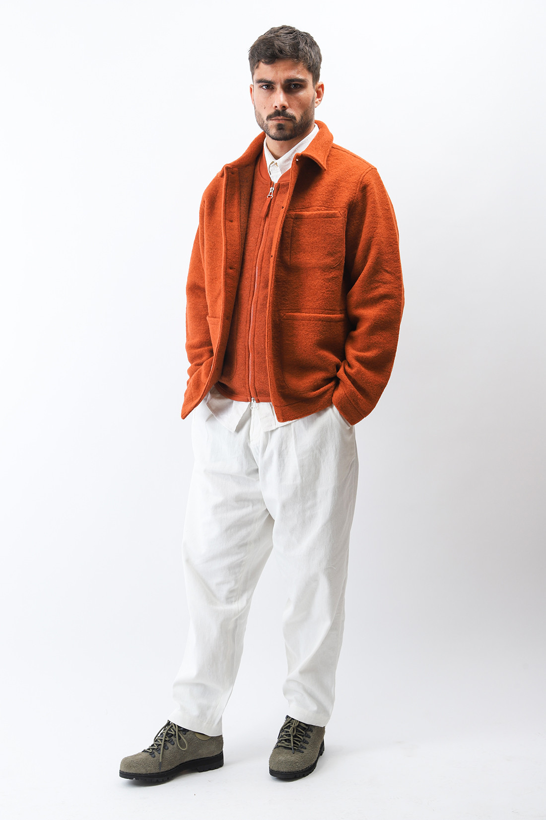Field jacket wool fleece Orange