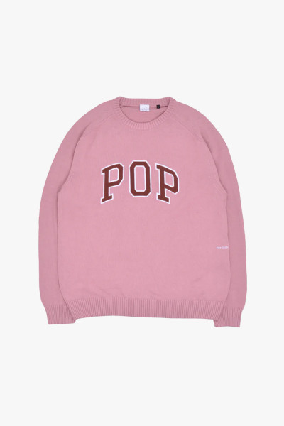 Pop trading company Arch knitted crewneck Mesa rose/fired bric - ...
