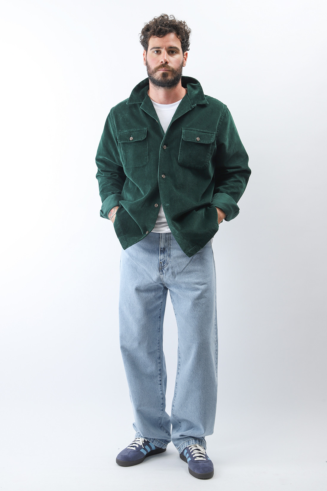 Classic fit overshirt cord College green