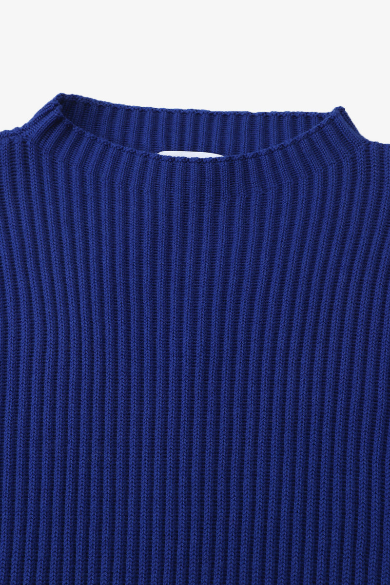 Full rib knitted sweater v0022 Bluette