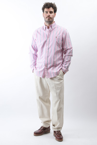 Custom fit oxford stripe shirt Pink/green