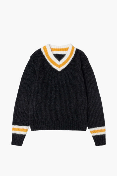 Stussy Mohair tennis sweater Charcoal - GRADUATE STORE