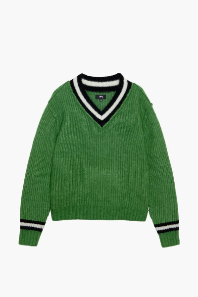 Stussy Mohair tennis sweater Green - GRADUATE STORE