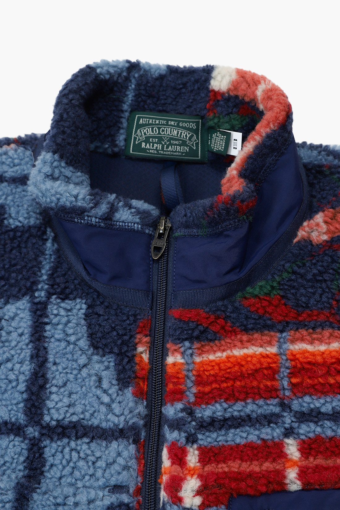 Polo Ralph Lauren High Pile Jacquard Fleece Zip Jacket in Pinelodge Patchwork