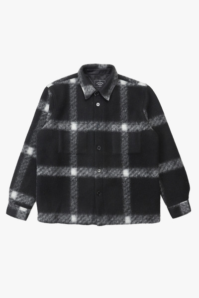 Portuguese flannel Plaid fleece overshirt Black - GRADUATE STORE