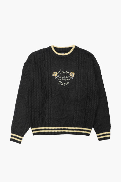 Patta Loves you cables knit sweater Pirate black - GRADUATE STORE