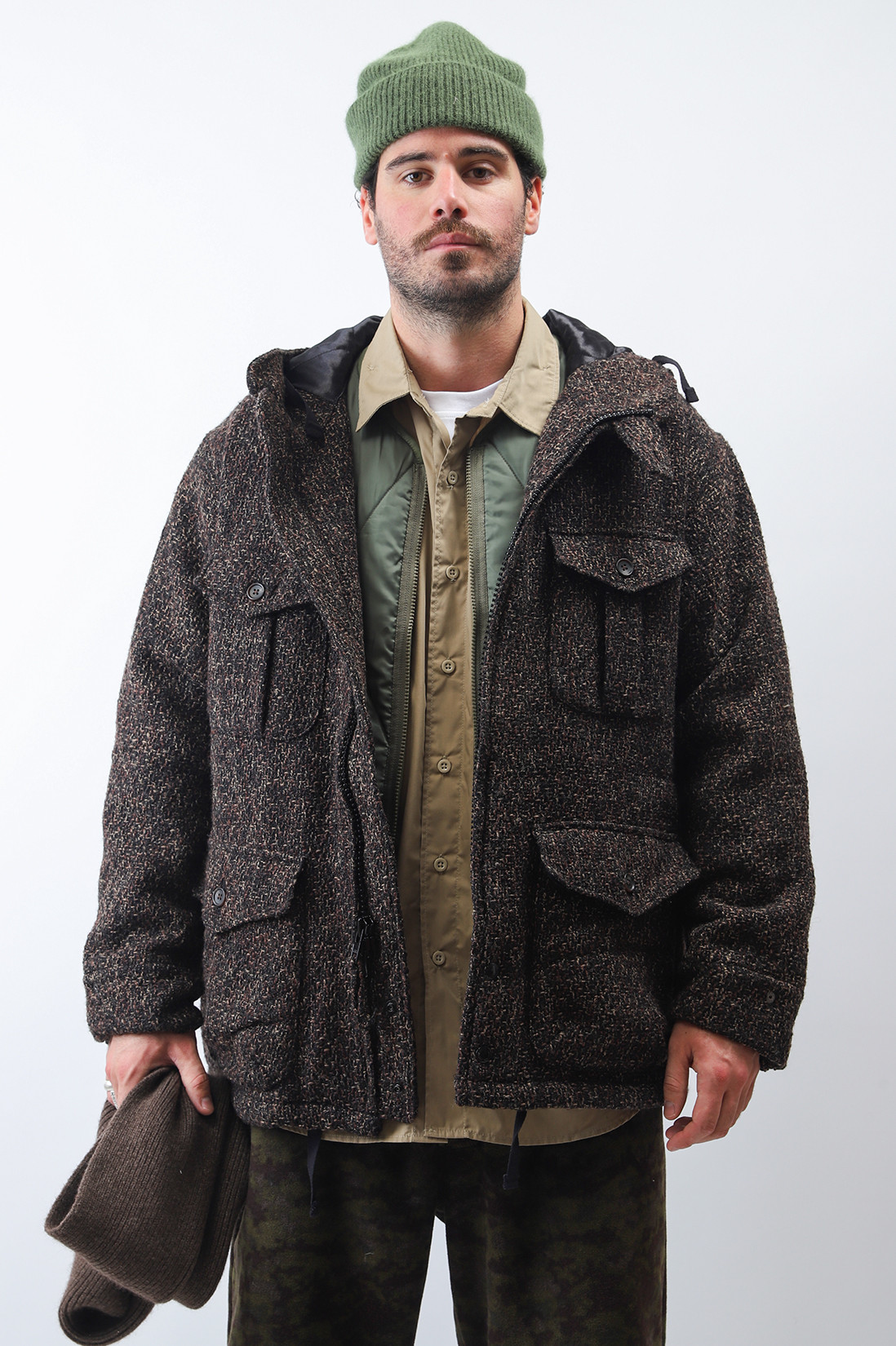 Engineered garments Sas jacket wool tweed boucle Dark brown - ... | EN