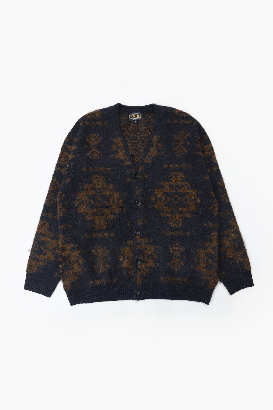 Pendleton V neck cardigan Navy chamois - GRADUATE STORE