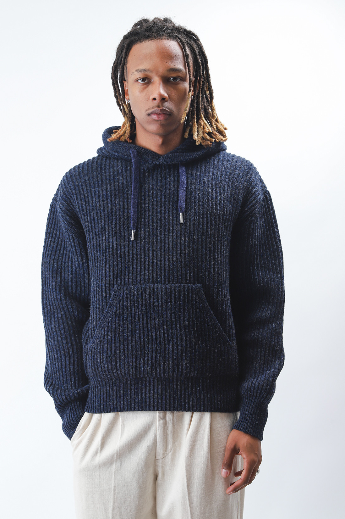 Ami Ribbed hoodie Bleu nuit GRADUATE STORE EN