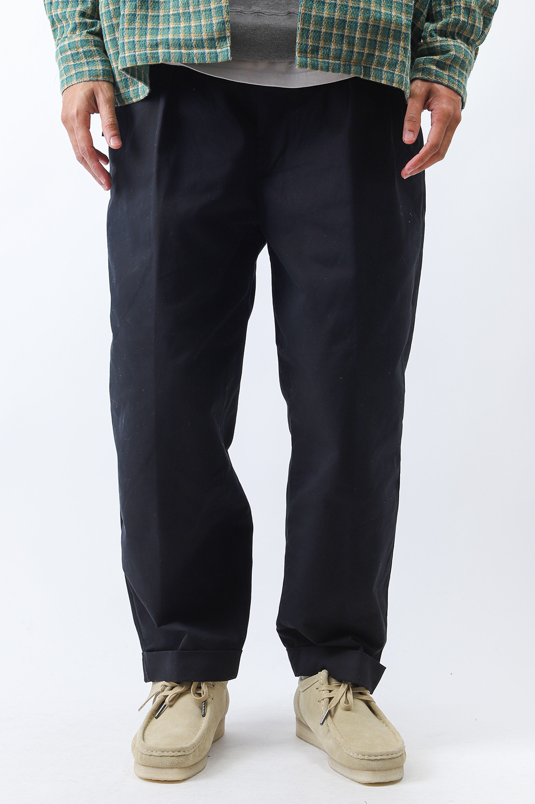 Beams plus 2 pleats twill Navy - GRADUATE STORE