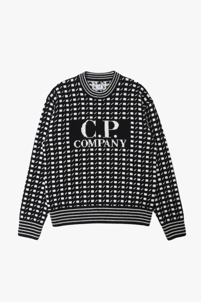 Cp company Wool jacquard 2 logo sweater Black/white v02 - GRADUATE ...