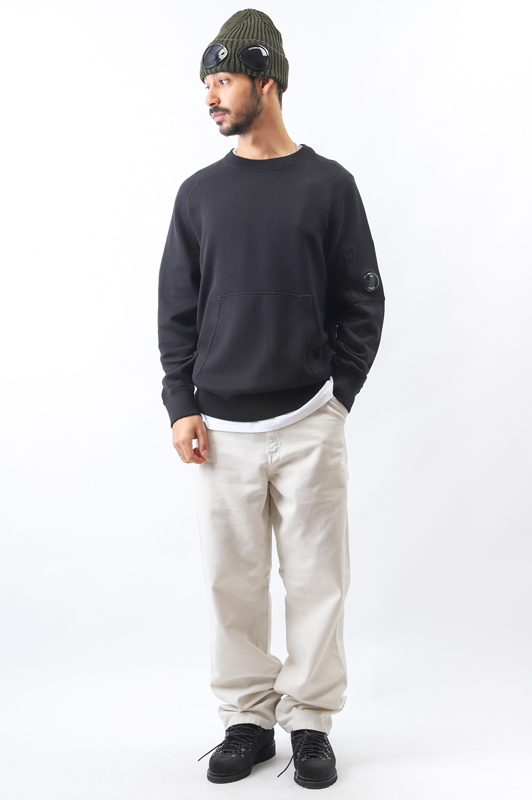 Cotton knit crewneck sweater Black 999