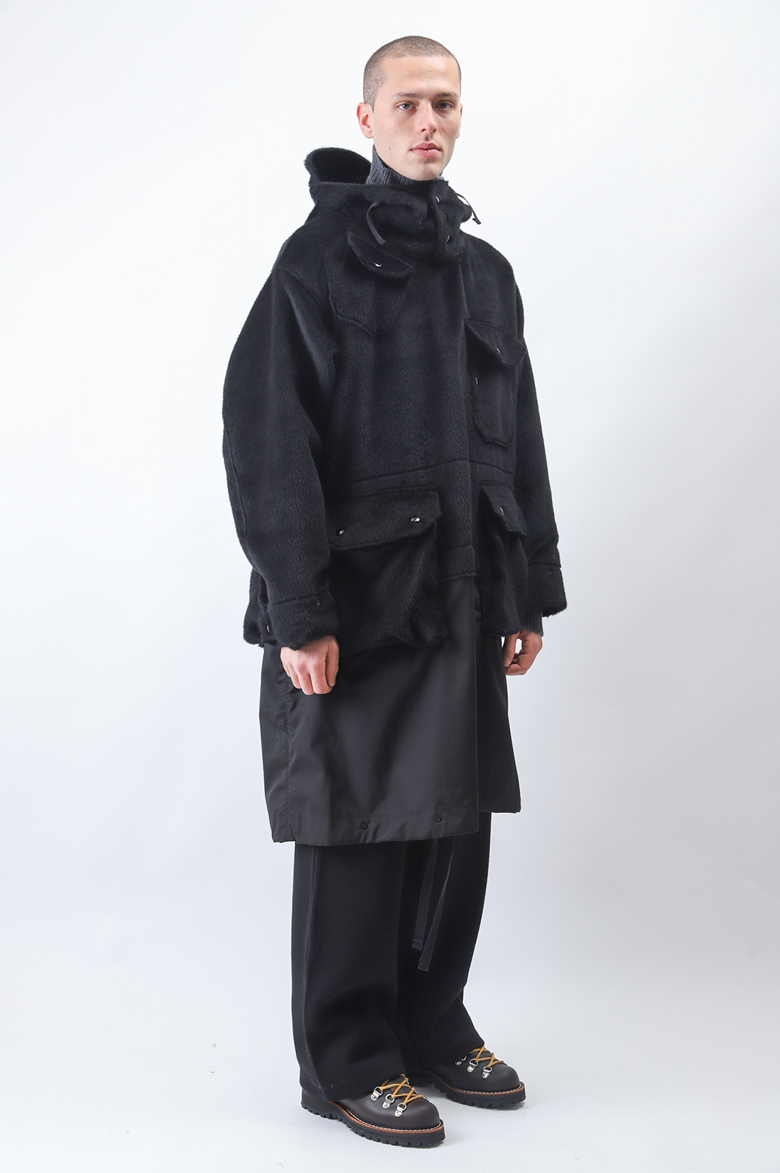 Engineered garments Over parka wool shaggy Black - GRADUATE STORE | FR