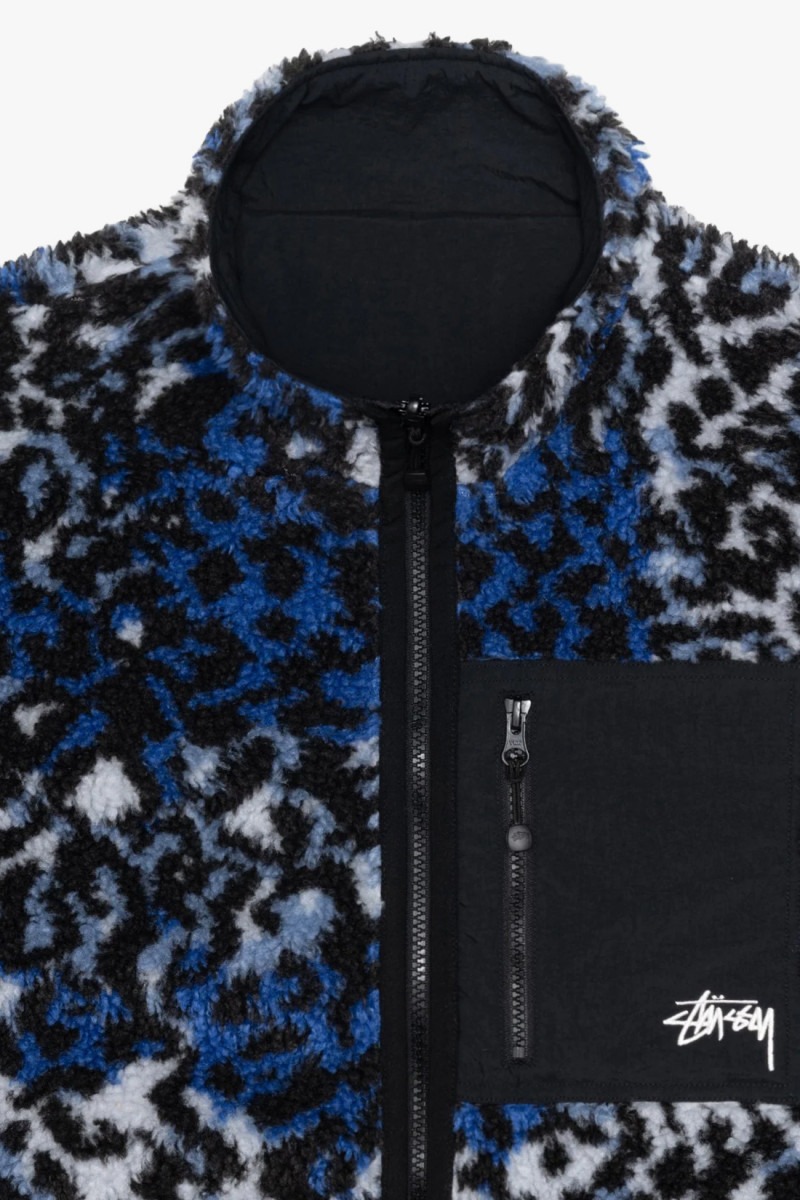 Sherpa reversible jacket Blue leopard