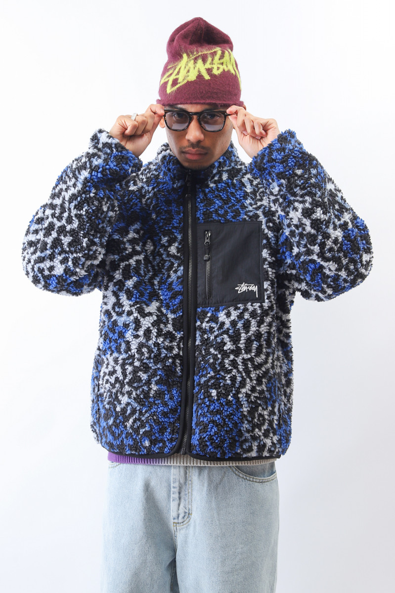 Sherpa reversible jacket Blue leopard