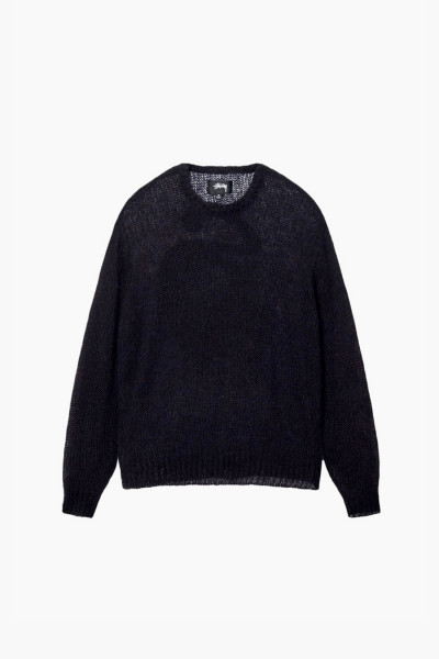 Stussy S loose knit sweater Black - GRADUATE STORE