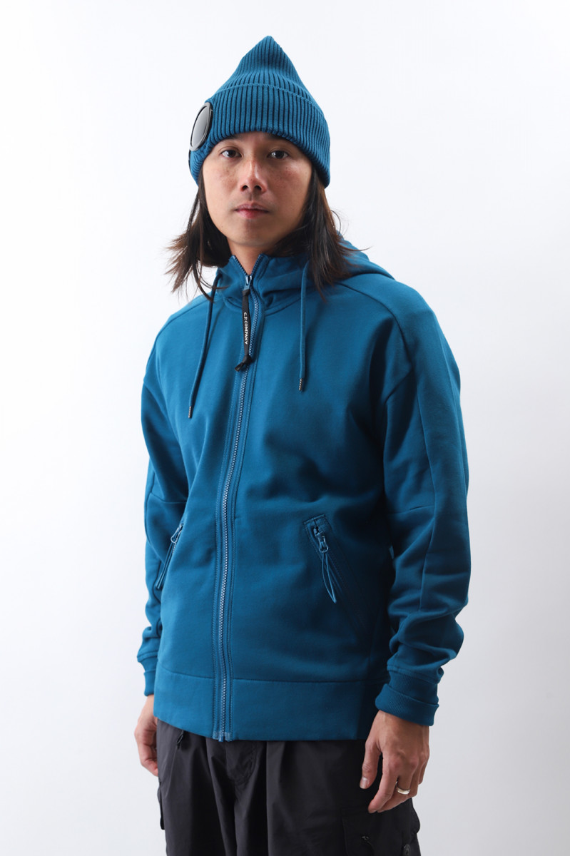 Diagonal fleece goggle hoodie Ink blue