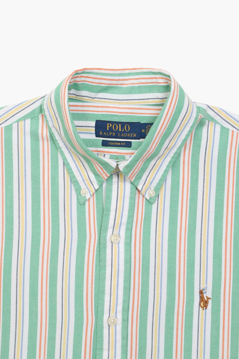 Custom fit oxford stripe shirt Green/white multi