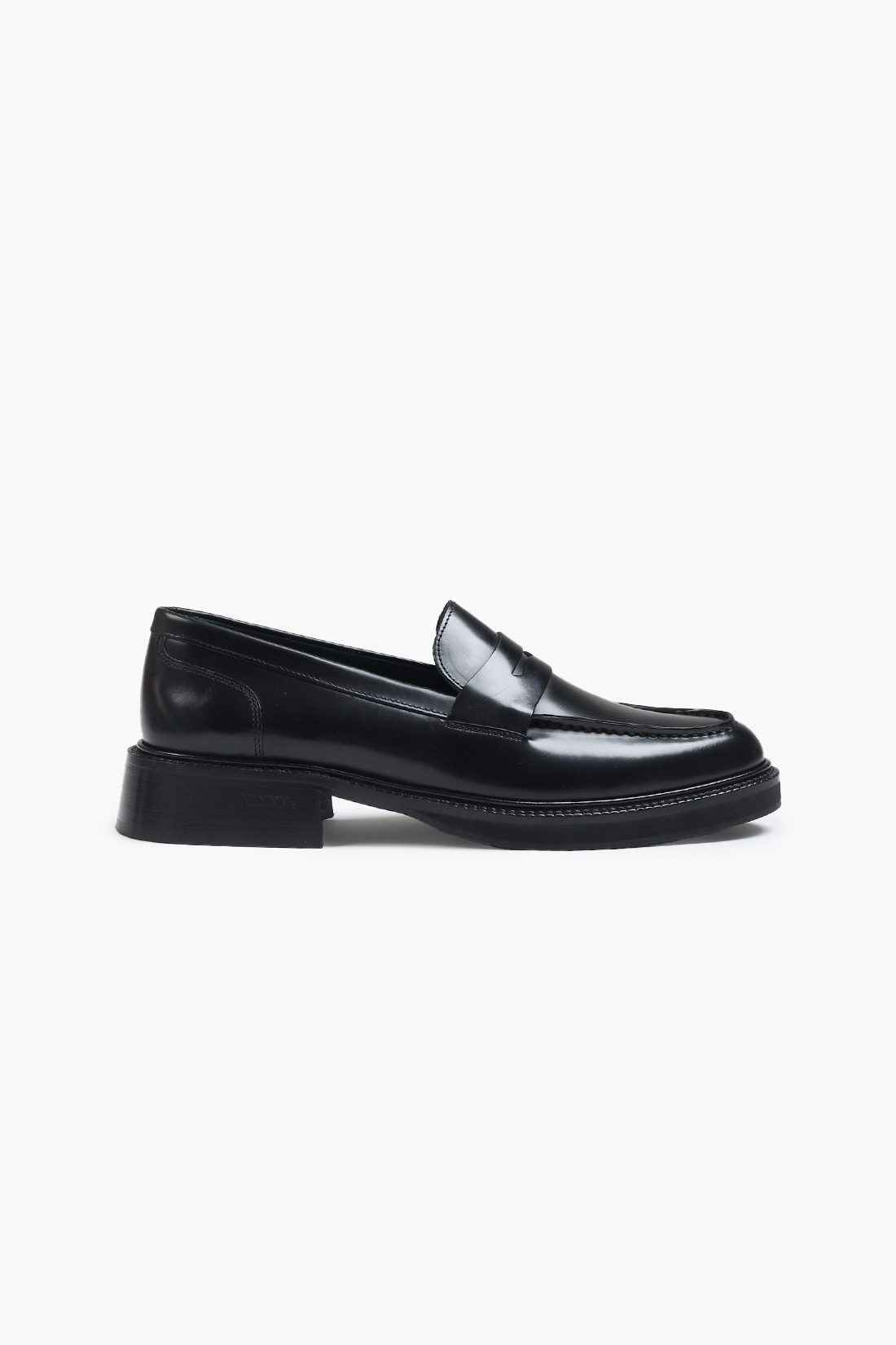 Heeled townee penny loafer Black polido