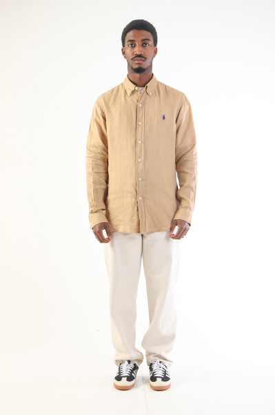 Custom fit linen shirt Vintage khaki