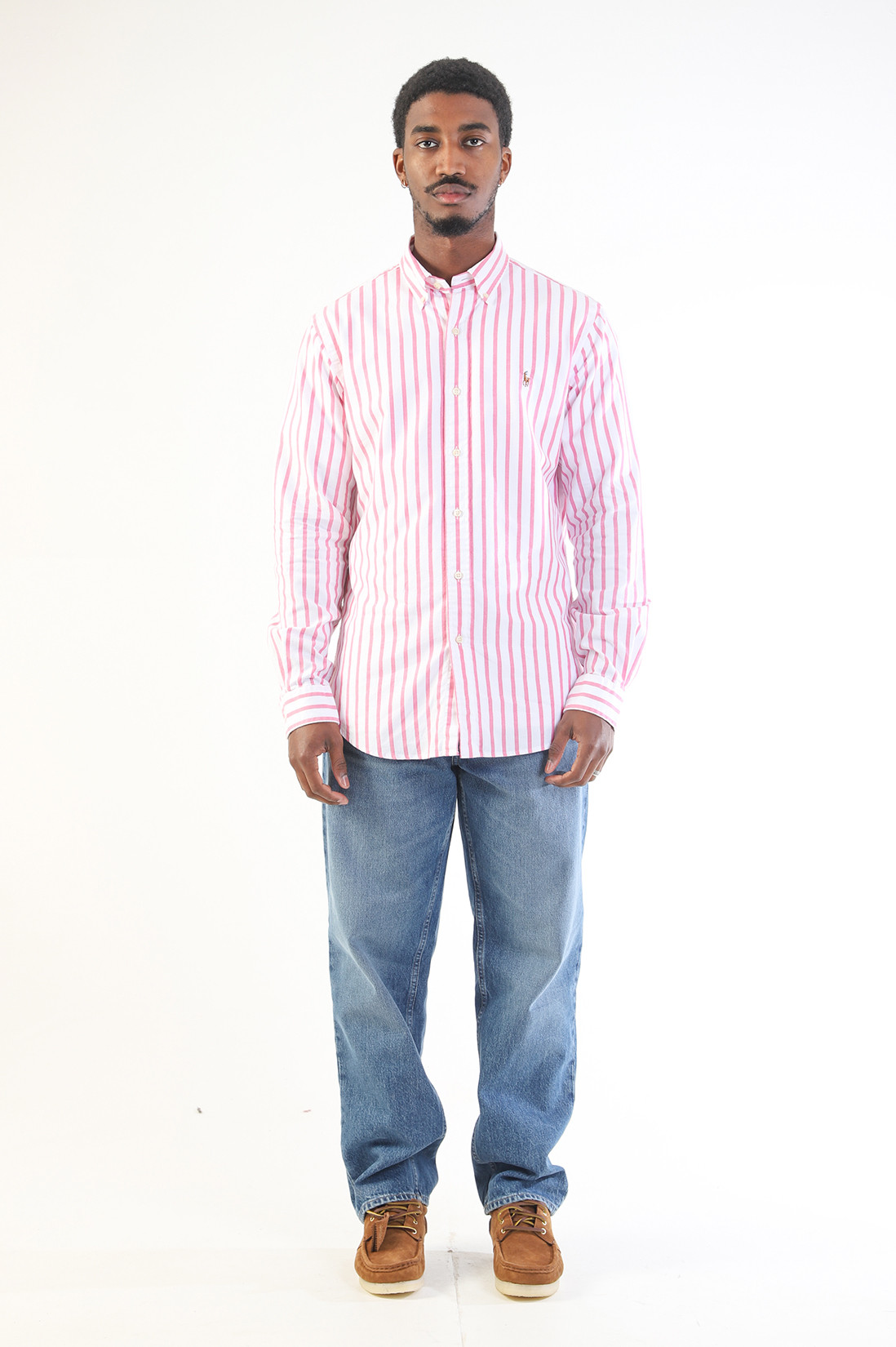 Custom fit stripe oxford shirt Pink/white