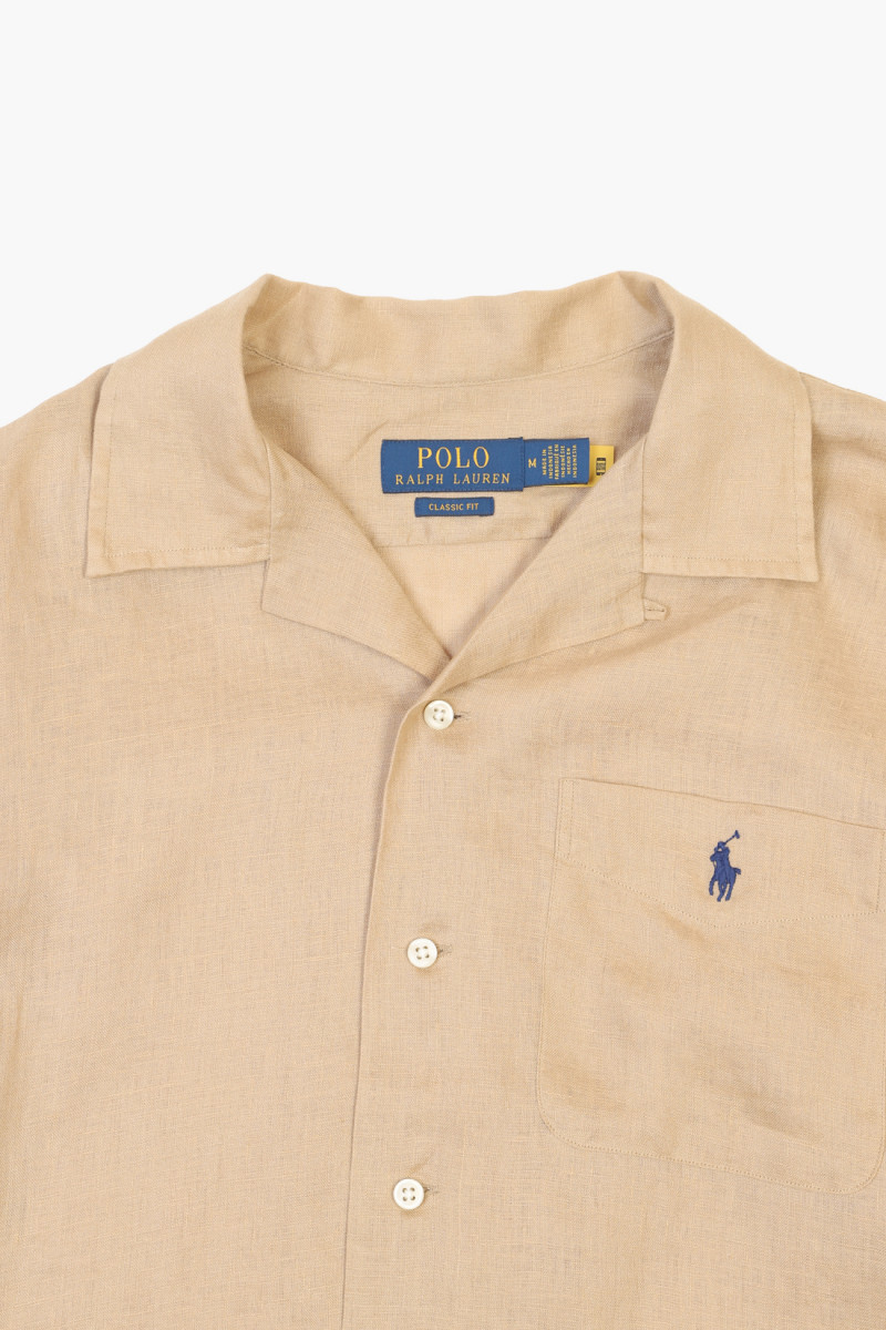 Classic fit linen s/s shirt Vintage khaki