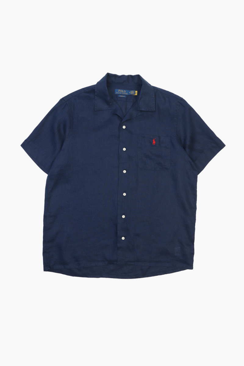 Classic fit linen s/s shirt Newport navy