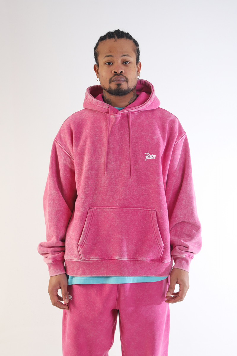 Patta classic washed hooded Fuchsia red