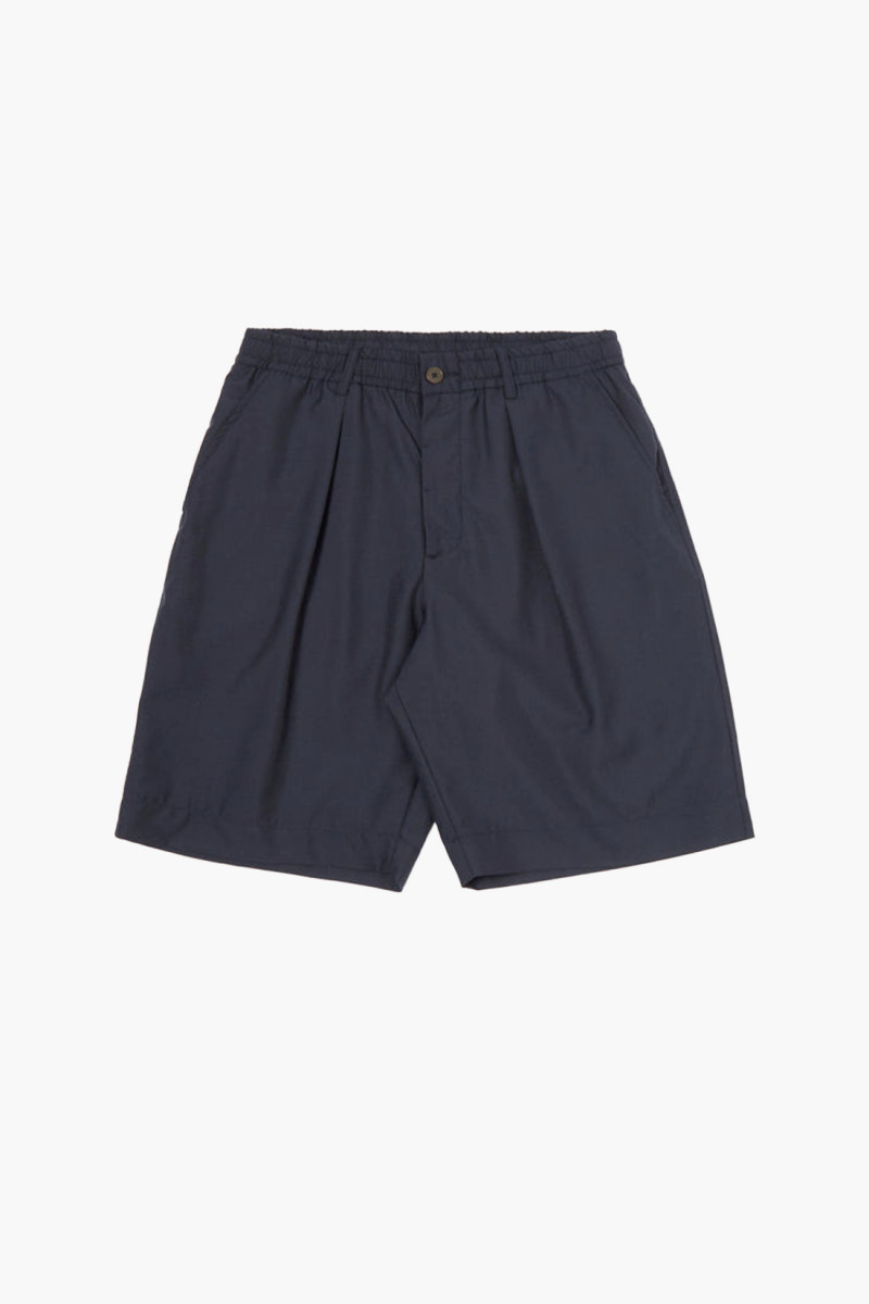 Pleated track short tropical Navy