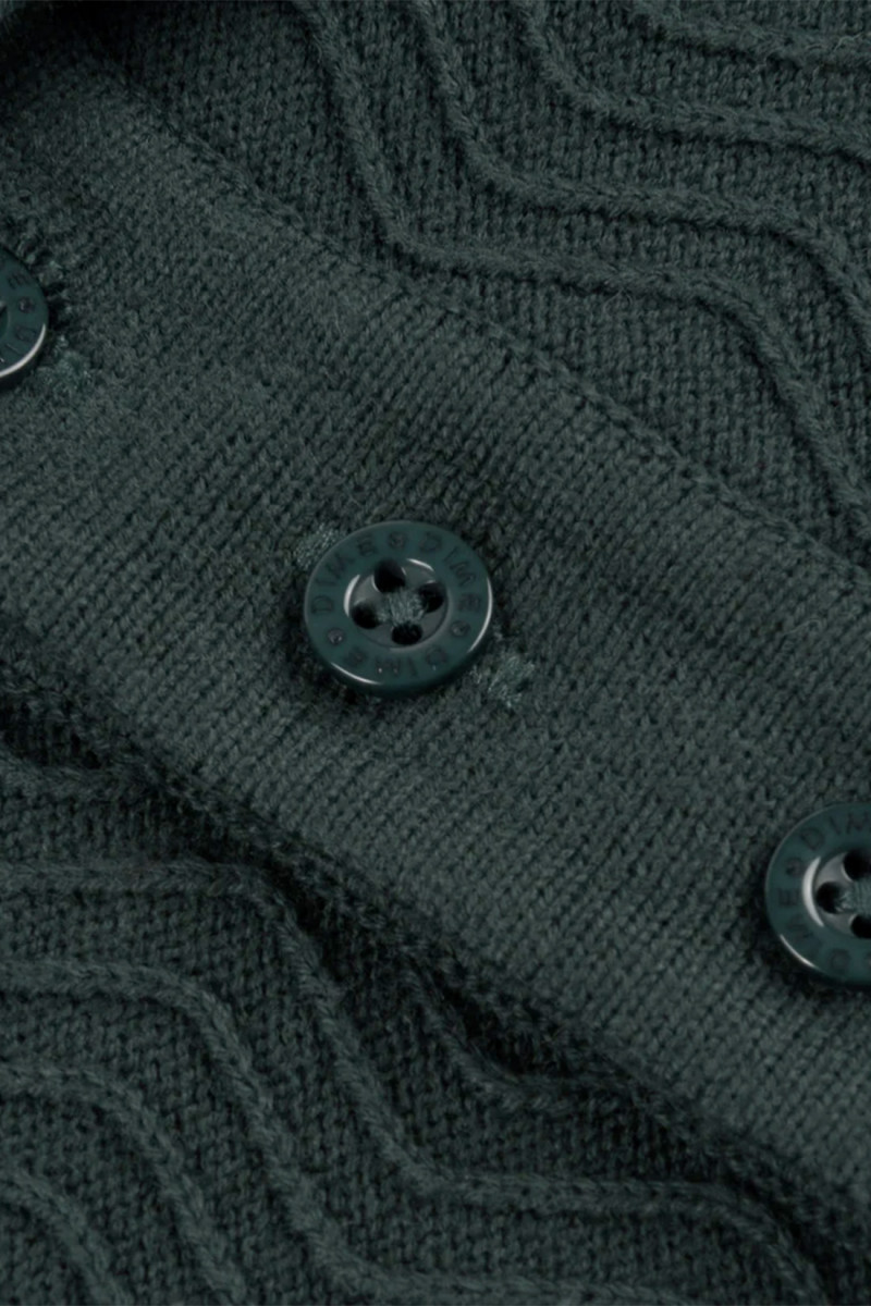 Wave cable knit polo Forest