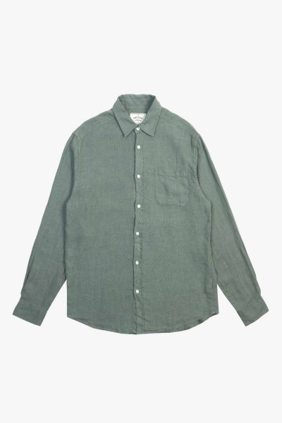 Portuguese flannel Linen shirt Dry green - GRADUATE STORE