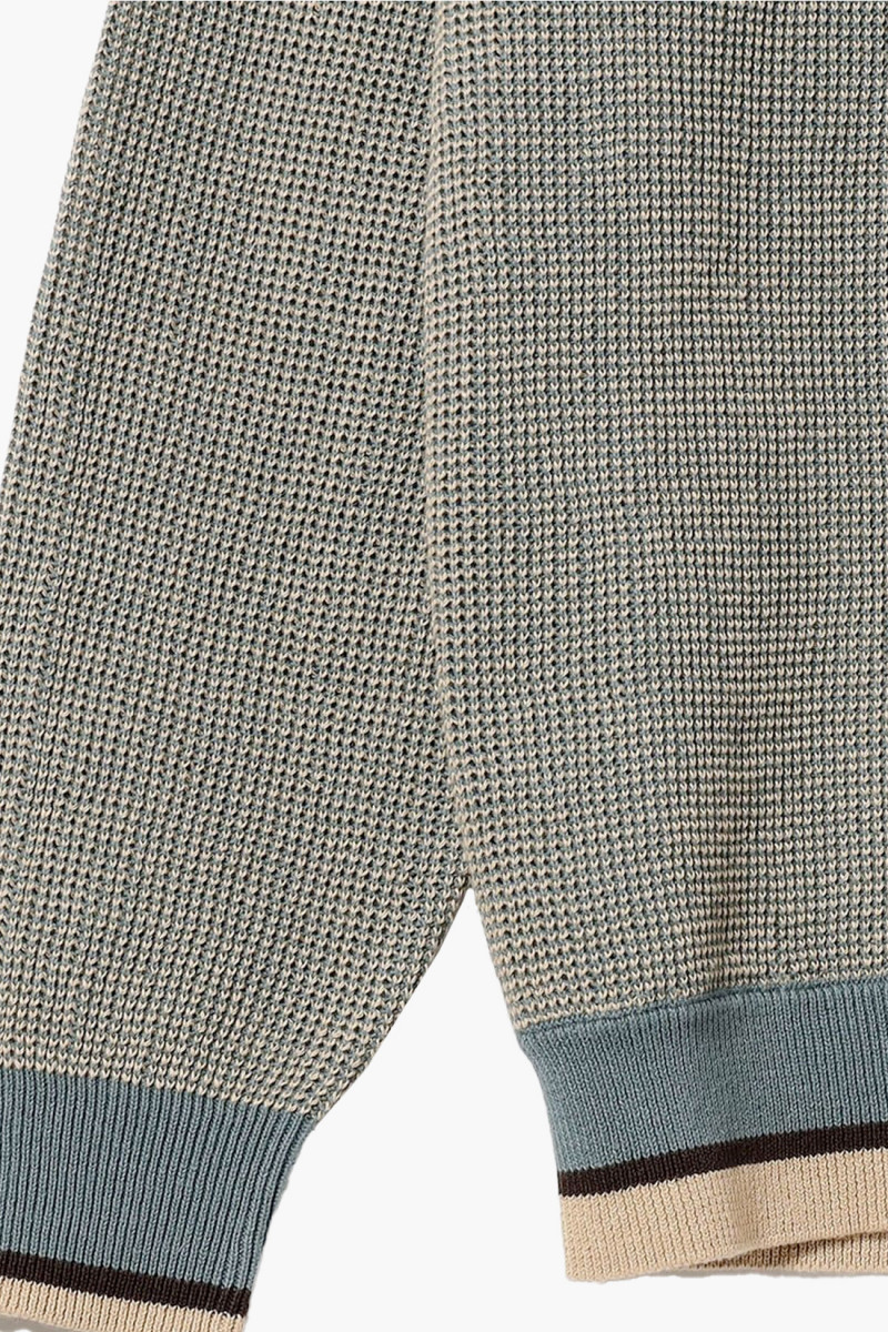 Slab knit polo cotton linen Sax 70