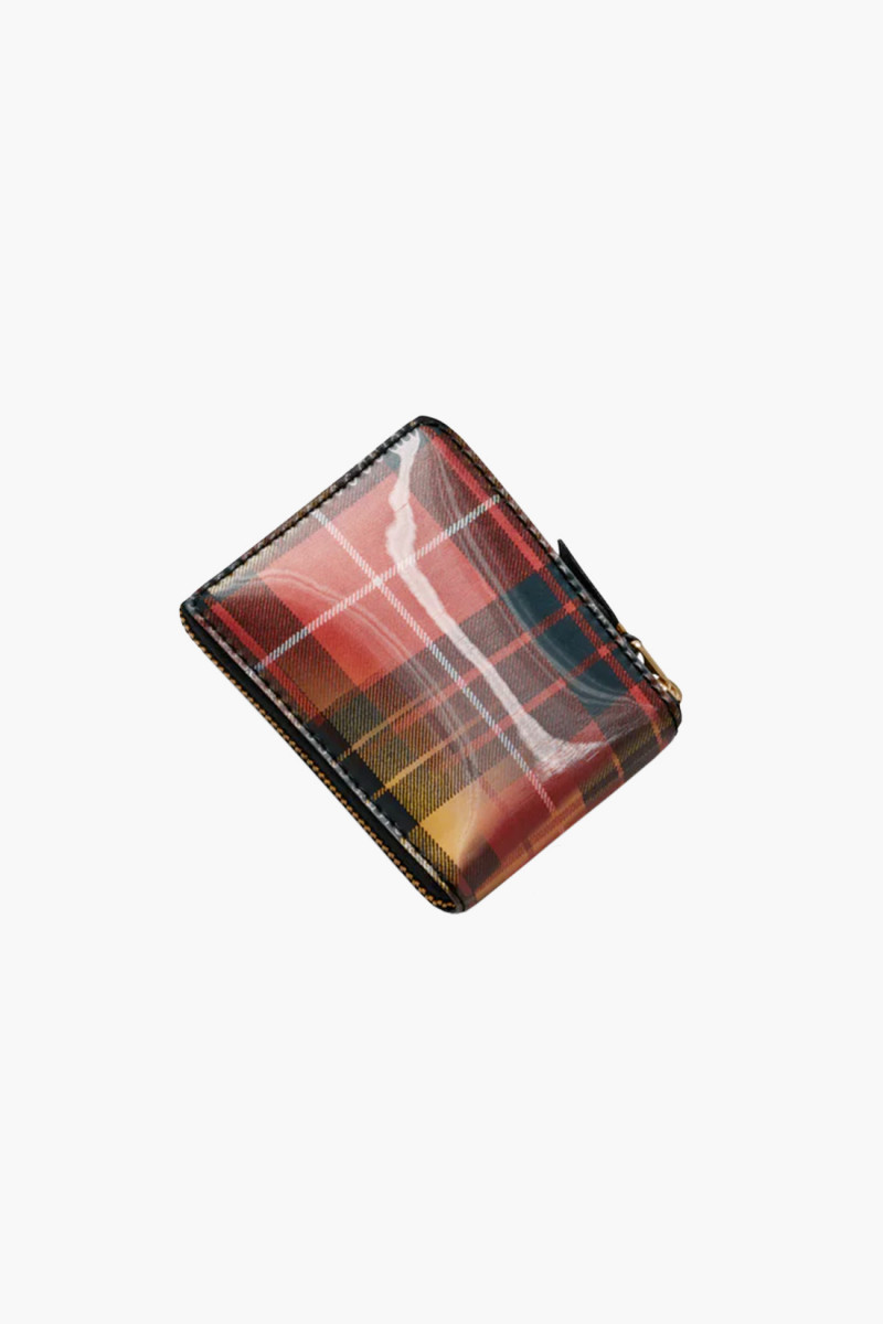 Cdg wallet lenticular tartan Red/ yellow