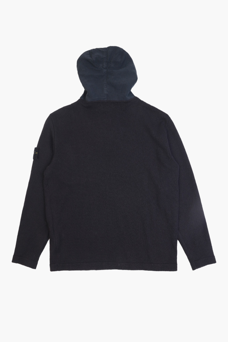 510d3 linen hood sweater v0020 Blu scuro