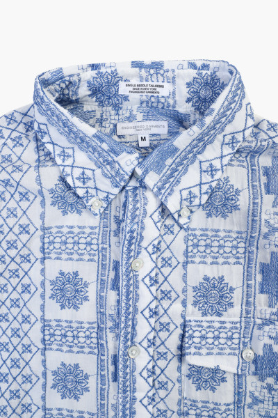 Engineered garments Popover bd shirt cp embroidery Blue/white - ...