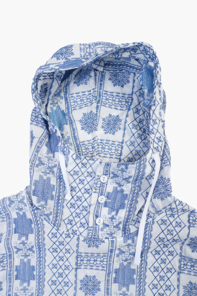 Engineered garments Cagoule shirt cp embroidery Blue/white - ...