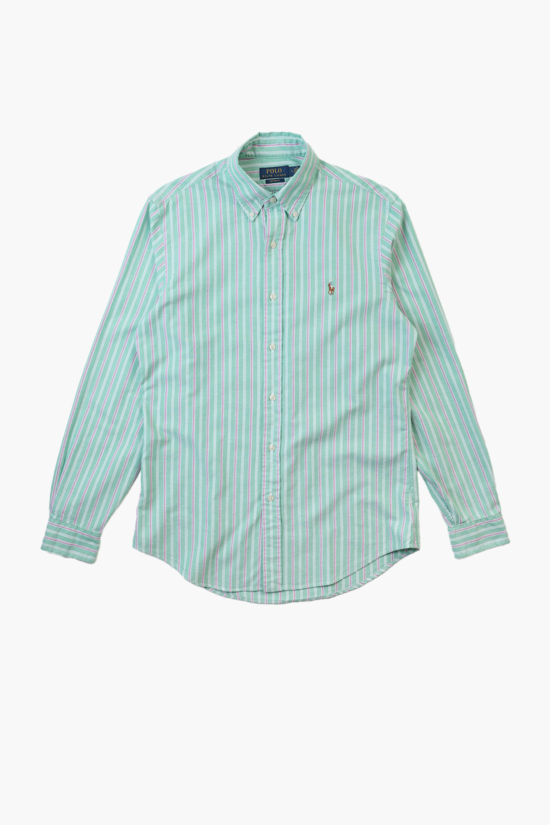 Custom fit oxford stripe shirt Green multi