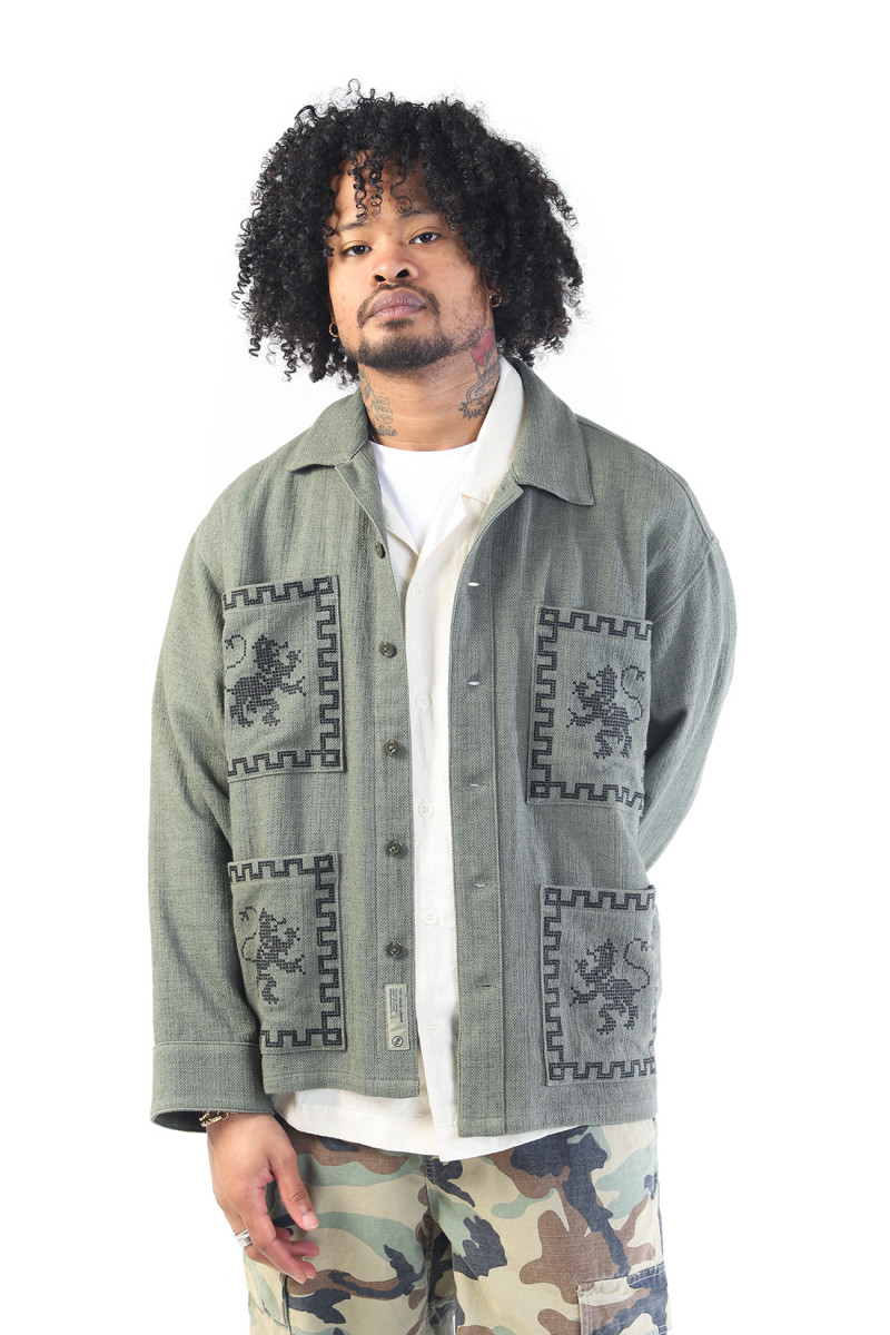 Woven gt emrboidery shirt ls Olive drab