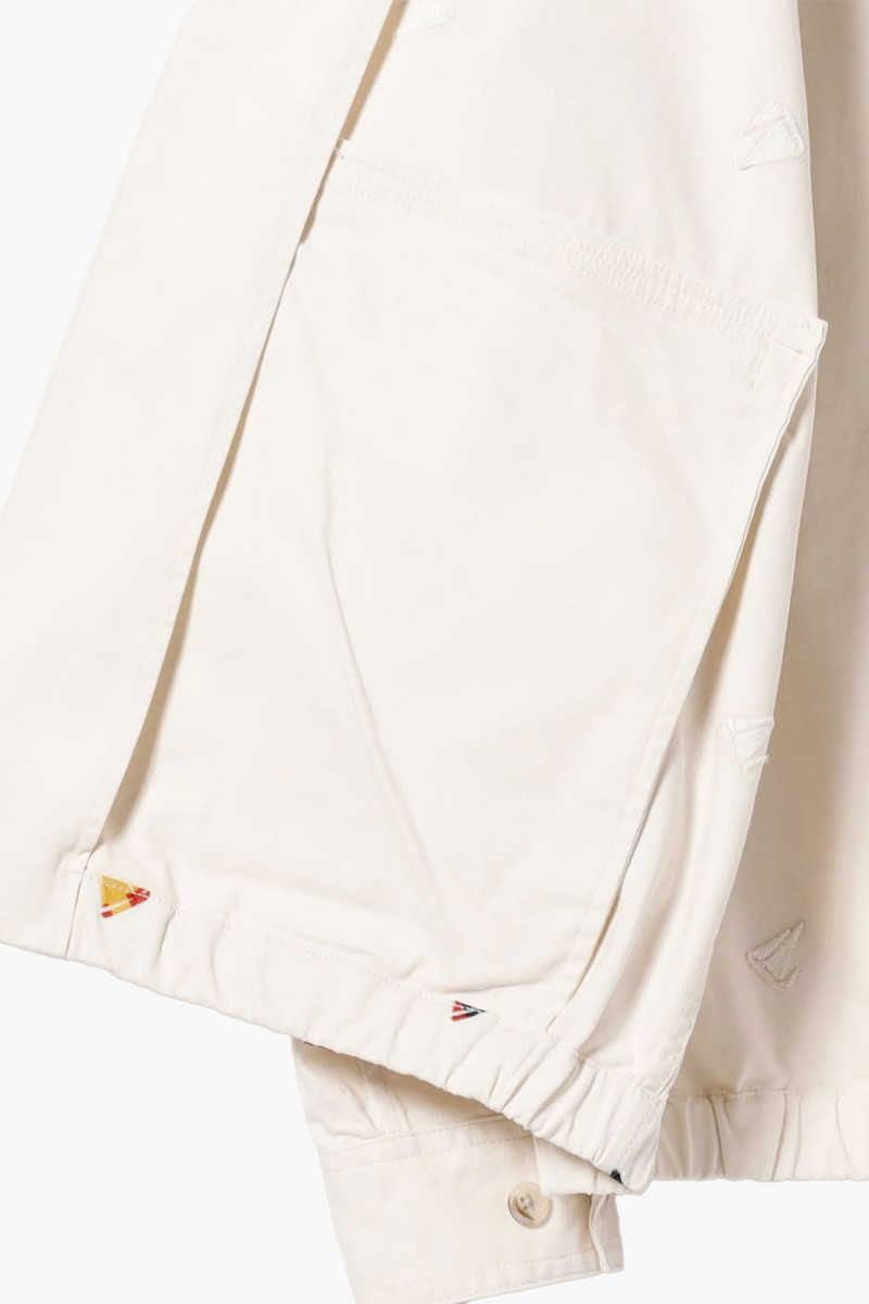 Zipper blouson embroidery White 01