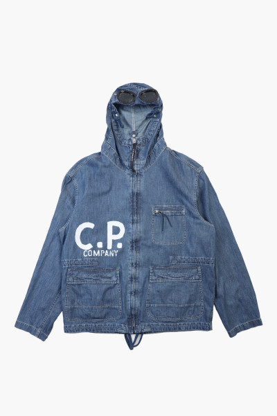 Cp company Blu goggle jacket Stone bleach blue - GRADUATE STORE