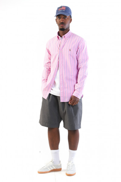 Custom fit oxford stripe shirt Pink multi
