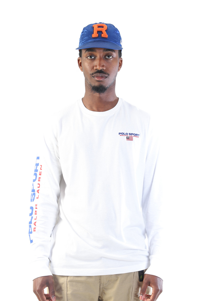 Classic fit polo sport ls tee White