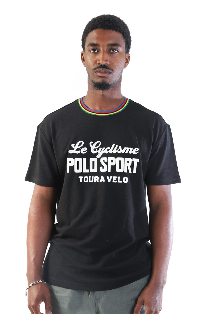 Classic fit polo sport tee Mesh black