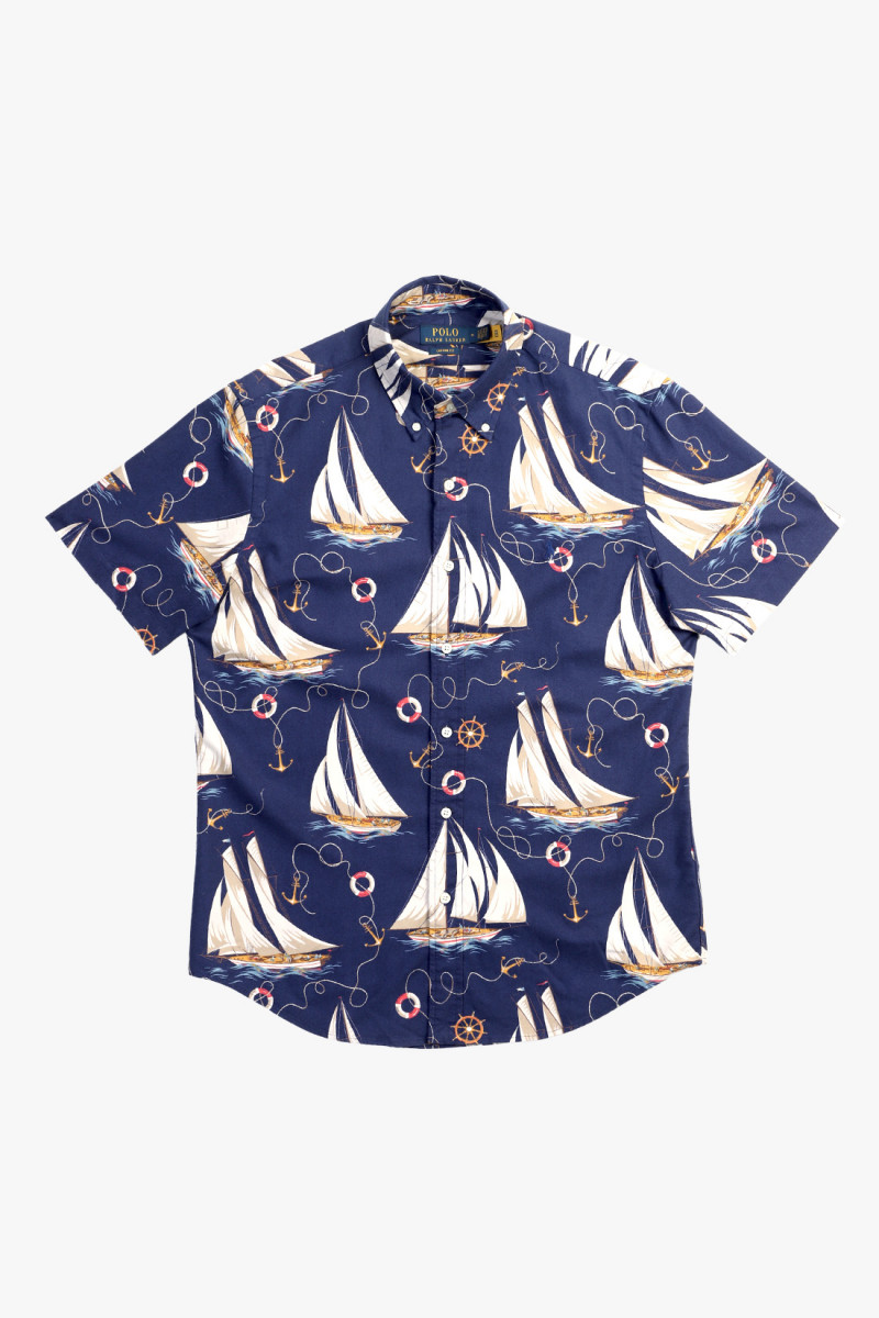 Short sleeve sport shirt Helms anchor blue