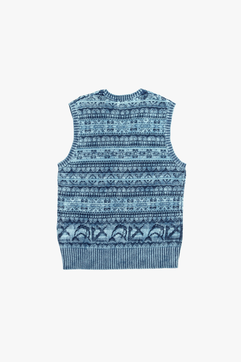 Sleeveless cotton vest Mixed indigo